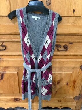 CAbi Book Club Sweater Vest with belt